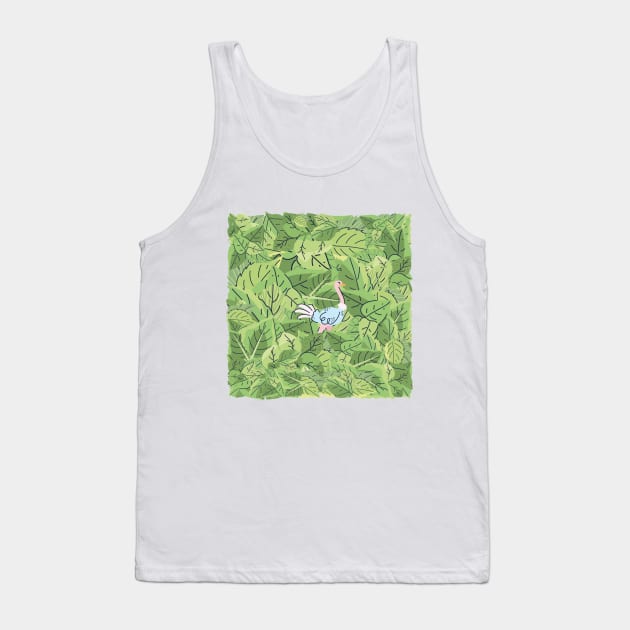 Ostrich in Leaves Tank Top by I-LAYDA